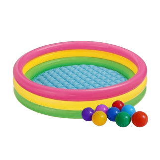 Дитячий надувний басейн Intex 57412-1 «Райдужний», 114 х 25 см, з кульками 10 шт - Інтернет-магазин спільних покупок ToGether