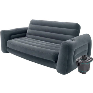 Надувний диван Intex 66552 - 3, 203 х 231 х 66 см. Флокований диван трансформер 2 в 1, з електричним насосом - Інтернет-магазин спільних покупок ToGether