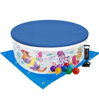 Дитячий надувний басейн Intex 58480-3 «Акваріум», 152 х 56 см, з кульками 10 шт, тентом, підстилкою, насосом - Інтернет-магазин спільних покупок ToGether
