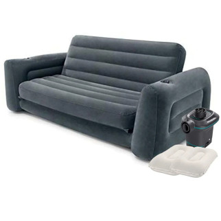 Надувний диван Intex 66552-4, 203 х 231 х 66 см, з електричним насосом та подушками. Флокований диван - Інтернет-магазин спільних покупок ToGether