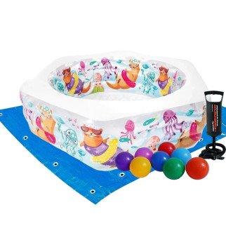 Дитячий надувний басейн Intex 56493-2 «Весела Видра», 191 х 178 х 61 см, з кульками 10 шт, підстилкою, насосом - Інтернет-магазин спільних покупок ToGether