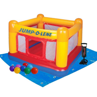 Надувний батут Intex 48260-2 «Jump-O-Lene» , 174 х 174 х 112 см, з кульками 10 шт, підстилкою та насосом - Інтернет-магазин спільних покупок ToGether