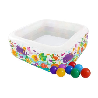 Дитячий надувний басейн Intex 57471-1 «Акваріум», 159 х 159 х 50 см, з кульками 10 шт - Інтернет-магазин спільних покупок ToGether