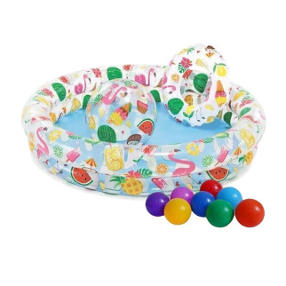Дитячий надувний басейн Intex 59460-1 «Фрукти», 122 х 25 см, з м'ячиком та колом, з кульками 10 шт. - Інтернет-магазин спільних покупок ToGether