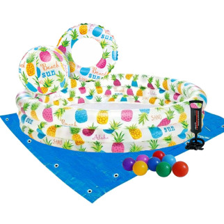 Дитячий надувний басейн Intex 59469-2 «Ананас», 132 х 28 см, з м'ячем та колом, з кульками 10 шт, підстилкою, - Інтернет-магазин спільних покупок ToGether
