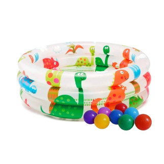Дитячий надувний басейн Intex 57106-1, «Динозавр» 61 х 22 см, з кульками 10 шт - Інтернет-магазин спільних покупок ToGether