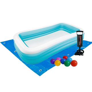 Дитячий надувний басейн Intex 58484-2 прямокутний, 305 х 183 х 56 см, з кульками 10 шт, підстилкою, насосом - Інтернет-магазин спільних покупок ToGether