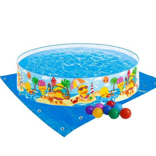 Дитячий каркасний басейн Intex 58477-2 «Качиний риф», 122 х 25 см, з кульками 10 шт, підстилкою - Інтернет-магазин спільних покупок ToGether