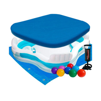 Дитячий надувний басейн Intex 56475-3, 229 х 229 х 66 см, з кульками 10 шт, тентом, підстилкою, насосом - Інтернет-магазин спільних покупок ToGether