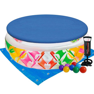 Дитячий надувний басейн Intex 56494-3 «Колесо», 229 х 56 см з кульками 10 шт, тентом, підстилкою, насосом - Інтернет-магазин спільних покупок ToGether