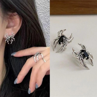 Сережки Liresmina Jewelry сережки сріблясті Павуки готика панк унісекс 2.3 см - Інтернет-магазин спільних покупок ToGether