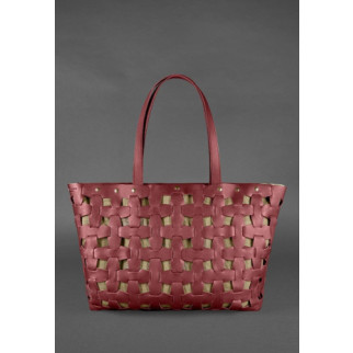 Шкіряна плетена жіноча сумка Пазл Xl бордова Krast BlankNote - Інтернет-магазин спільних покупок ToGether
