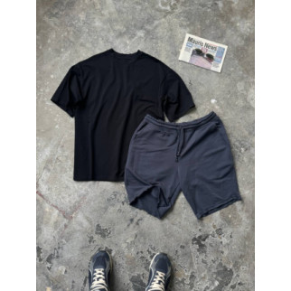 Комплект шорти з рваними швами графіт + футболка оверсайз чорна RD363/RD372 - Інтернет-магазин спільних покупок ToGether
