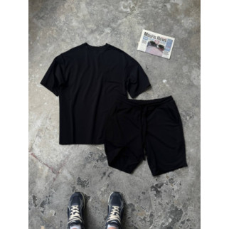 Комплект шорти з рваними швами чорні + футболка оверсайз чорна RD362/RD372 - Інтернет-магазин спільних покупок ToGether