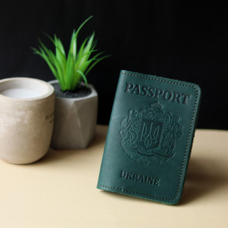 Обкладинка для паспорта "Passport+великий Герб України" преміум зелена - Інтернет-магазин спільних покупок ToGether