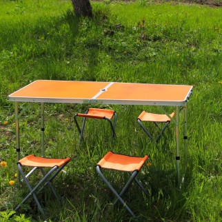 Розкладний стіл (жовтогарячий) для пікніка, стільці - Інтернет-магазин спільних покупок ToGether