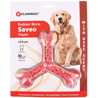 Іграшка для собак Flamingo Rubber Flexo Saveo Triple Bone Beef, 15.5 см - Інтернет-магазин спільних покупок ToGether