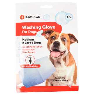 Рукавиця-серветка для догляду за вовною собак без води Flamingo Washing Glove Dog, розмір M - Інтернет-магазин спільних покупок ToGether