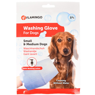 Рукавиця-серветка для догляду за вовною собак без води Flamingo Washing Glove Dog, розмір S - Інтернет-магазин спільних покупок ToGether