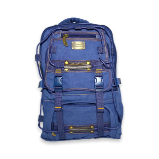 Брезентовий рюкзак 98209EP, два відділи, пʼять кишень на лицевій стороні, стяжки, розмір 50*32*17 см, синій - Інтернет-магазин спільних покупок ToGether