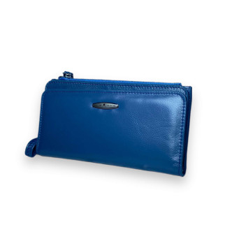 Жіночий гаманець Kochi натуральна шкіра 4 відділи для купюр 22 осередки для карт розмір: 19*10*2 см  світло-синій - Інтернет-магазин спільних покупок ToGether