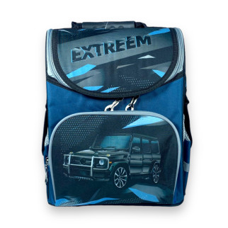 Шкільний рюкзак Space для хлопчика, ​одне відділення, бічні кишені, розмір: 33*28*15 см, темно-синій з машиною - Інтернет-магазин спільних покупок ToGether
