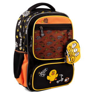 Шкільний рюкзак YES, одне відділення, фронтальні кишені, розмір 43,5*30*15,5см, чорно-помаранчевий Line Friends - Інтернет-магазин спільних покупок ToGether