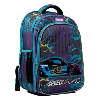 Шкільний рюкзак 1 вересня каркасний, два відділення, фронтальна кишеня, розмір 41*29*14,5см, сірий Speed Racing - Інтернет-магазин спільних покупок ToGether