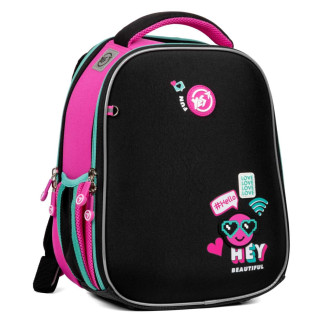 Шкільний рюкзак YES, каркасний, два відділення, бічні кишені, розмір: 35*28*15 см, чорно-рожевий  Lovely Smile - Інтернет-магазин спільних покупок ToGether