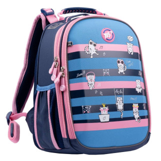 Шкільний рюкзак YES, каркасний, два відділення, дві бічні кишені, розмір: 36*27*15 см, синьо-рожевий Cats - Інтернет-магазин спільних покупок ToGether