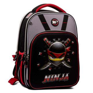 Шкільний рюкзак YES, каркасний, два відділення, фронтальна кишеня, розмір: 39*29*15см, чорно-сірий Ninja - Інтернет-магазин спільних покупок ToGether