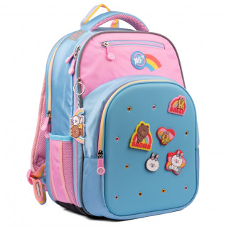 Шкільний рюкзак YES напівкаркасний два відділення, фронтальна кишеня, розмір 40*29*18,5см, блакитно-рожевий S-96 Line Friends - Інтернет-магазин спільних покупок ToGether