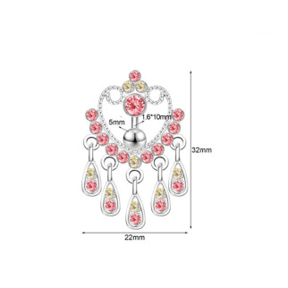 Сережка для пірсингу пупка Ажурне Серце з рожевими фіанітами Liresmina Jewelry нержавіюча сталь - Інтернет-магазин спільних покупок ToGether