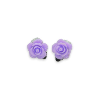 Кліпси сережки дитячі для вух без пробивання вуха Liresmina Jewelry сережки у вигляді квітки Троянда фіолетова - Інтернет-магазин спільних покупок ToGether