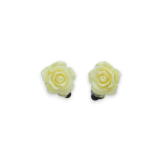 Кліпси сережки дитячі для вух без пробивання вуха Liresmina Jewelry сережки у вигляді квітки Троянда бежева - Інтернет-магазин спільних покупок ToGether