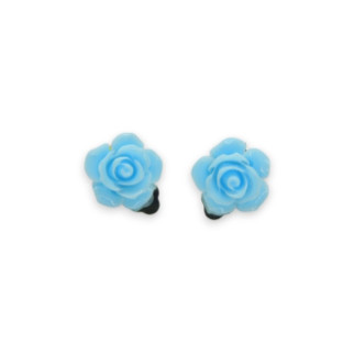 Кліпси сережки дитячі для вух без пробивання вуха Liresmina Jewelry сережки у вигляді квітки Троянда блакитна - Інтернет-магазин спільних покупок ToGether