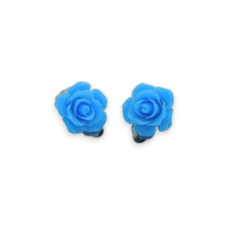 Кліпси сережки дитячі для вух без пробивання вуха Liresmina Jewelry сережки у вигляді квітки Троянда синя - Інтернет-магазин спільних покупок ToGether