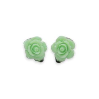 Кліпси сережки дитячі для вух без пробивання вуха Liresmina Jewelry сережки у вигляді квітки Троянда салатова - Інтернет-магазин спільних покупок ToGether