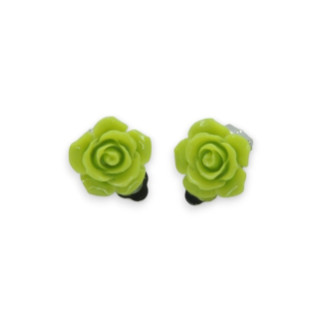 Кліпси сережки дитячі для вух без пробивання вуха Liresmina Jewelry сережки у вигляді квітки Троянда зелена - Інтернет-магазин спільних покупок ToGether