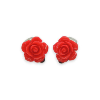 Кліпси сережки дитячі для вух без пробивання вуха Liresmina Jewelry сережки у вигляді квітки Троянда червона - Інтернет-магазин спільних покупок ToGether