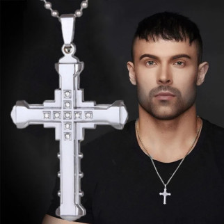 Кулон хрестик підвіска на ланцюжку хрест сріблястий з фіанітами - Інтернет-магазин спільних покупок ToGether