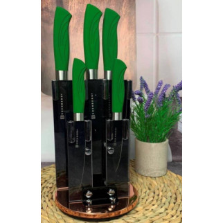 Набір кухонних ножів із підставкою 6 предметів Edenberg  Набір ножів із неіржавкої сталі на підставці, що обертається, топ якість Зелений - Інтернет-магазин спільних покупок ToGether