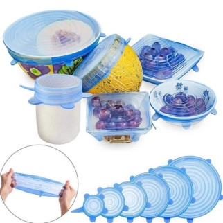 Набір багаторазових силіконових кришок для посуду 6 штук Super Stretch SILICONE Lids - Інтернет-магазин спільних покупок ToGether
