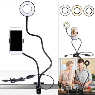 Кільцева лампа на прищіпці підсвітка з гнучким тримачем для телефона Stream Professional Live чорний - Інтернет-магазин спільних покупок ToGether