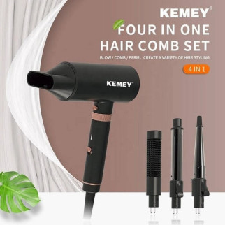 Фен для волосся Kemei KM-9203 4 насадки Чорний - Інтернет-магазин спільних покупок ToGether