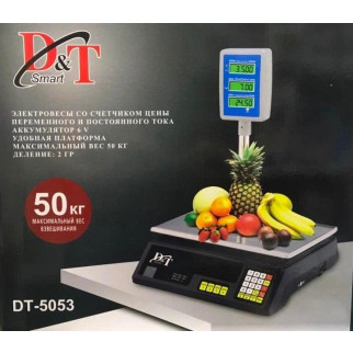 Ваги торговельні DT-5053 електронні до 50 кг з дисплеєм і підсвіткою на стійці Чорні - Інтернет-магазин спільних покупок ToGether