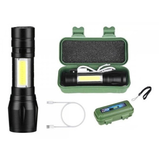 Світлодіодний ліхтарик акумуляторний XPE+COB+Light A-2821 ручний, Чорний - Інтернет-магазин спільних покупок ToGether