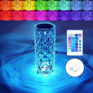 Настільна декоративна проєкційна світлодіодна сенсорна лампа-нічник RGB Crystal Rose Ambience 19,5 см - Інтернет-магазин спільних покупок ToGether