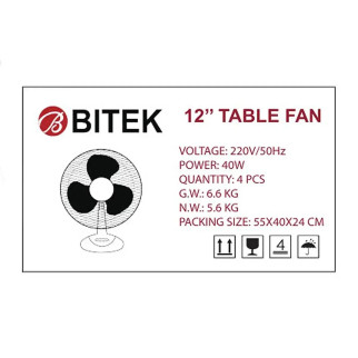 Вентилятор настільний BITEK 12" (30 см) 110 Вт 3 пласт. лоп. білий BT-1210 - Інтернет-магазин спільних покупок ToGether