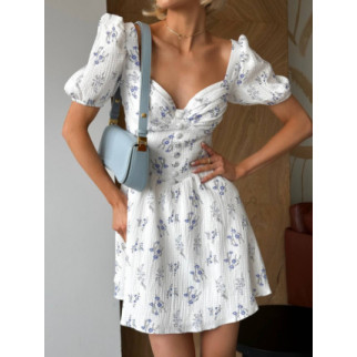 Жіноча літня сукня міні з мусліну принт фіолетова квітка - Інтернет-магазин спільних покупок ToGether
